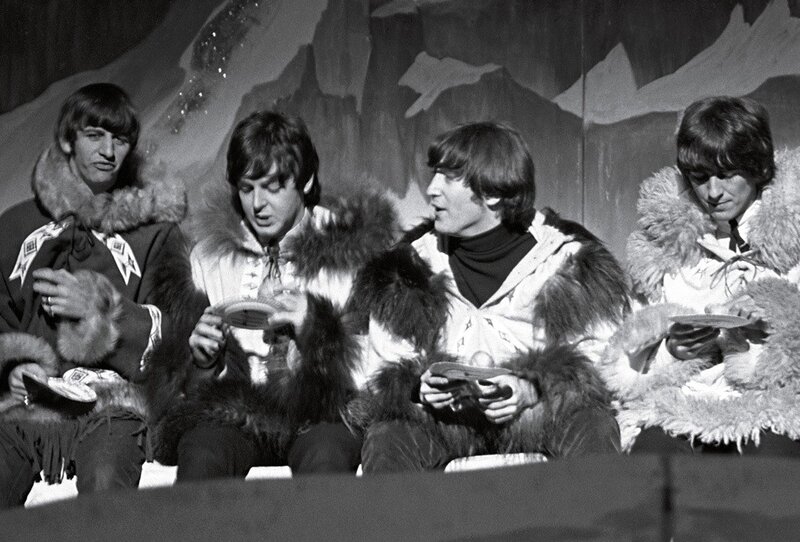 The Beatles in fur coats