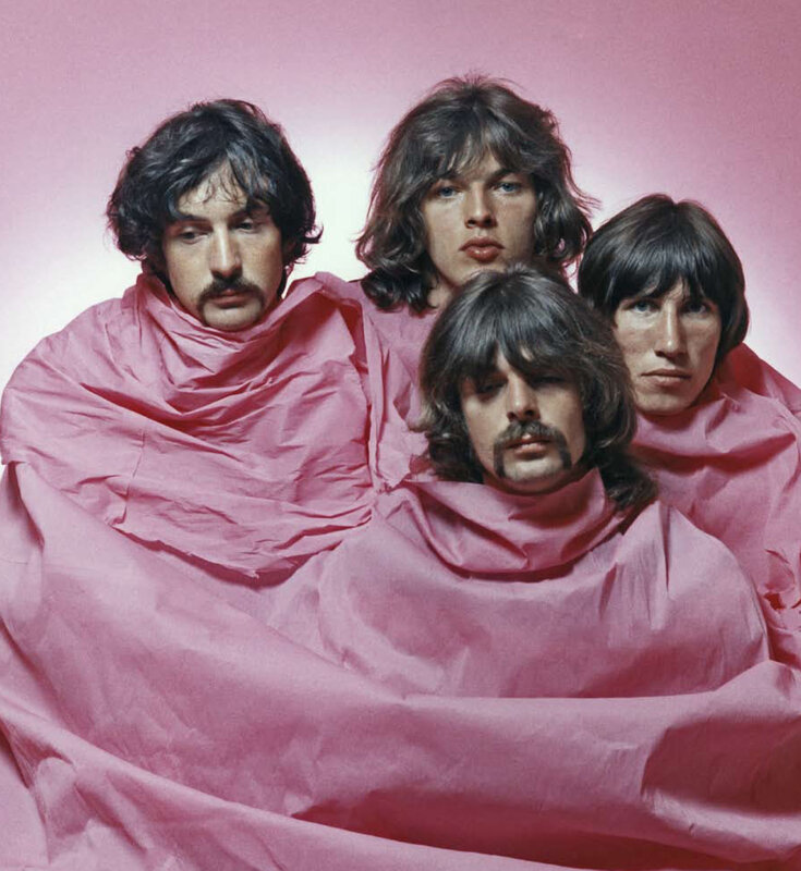 The Beatles in pink fabric
