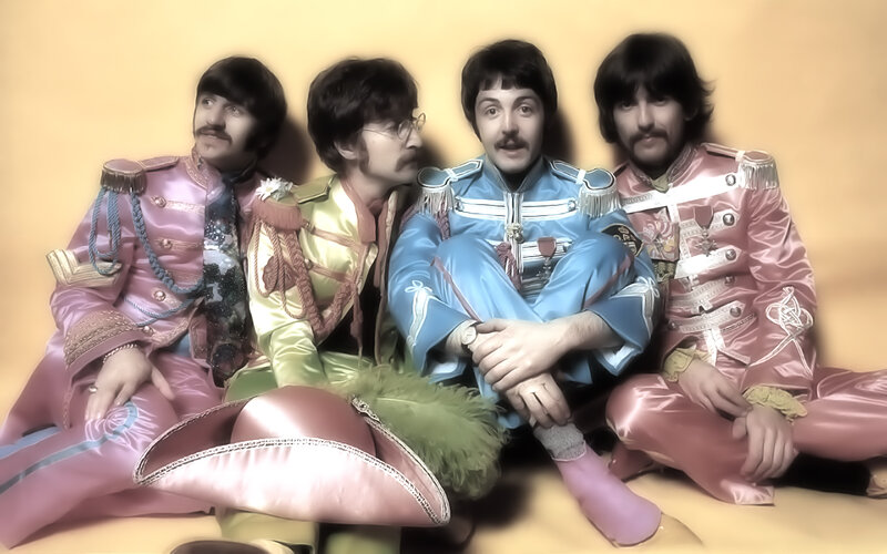 The Beatles in Sgt. Pepper costumes