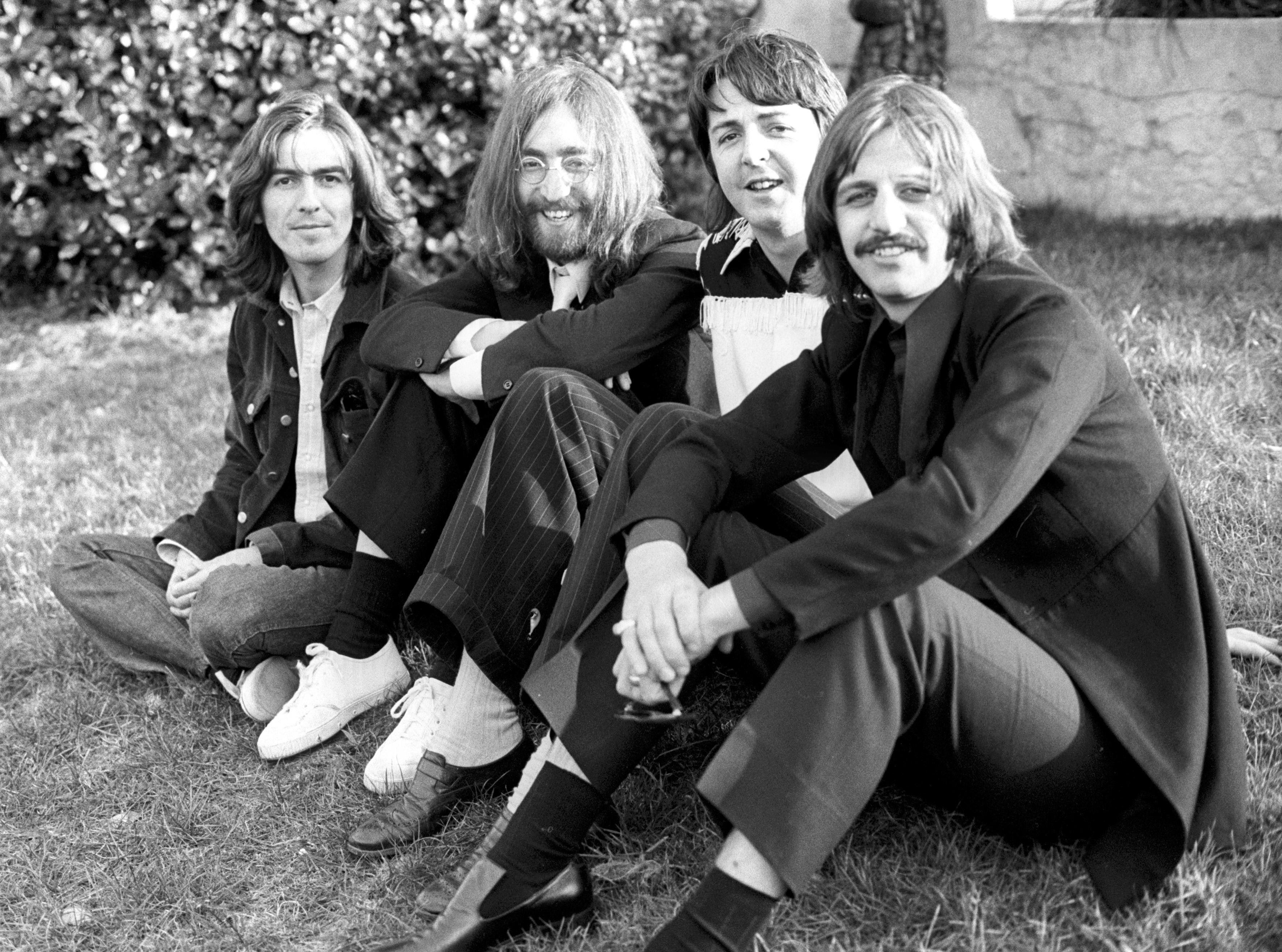 The Beatles in the garden