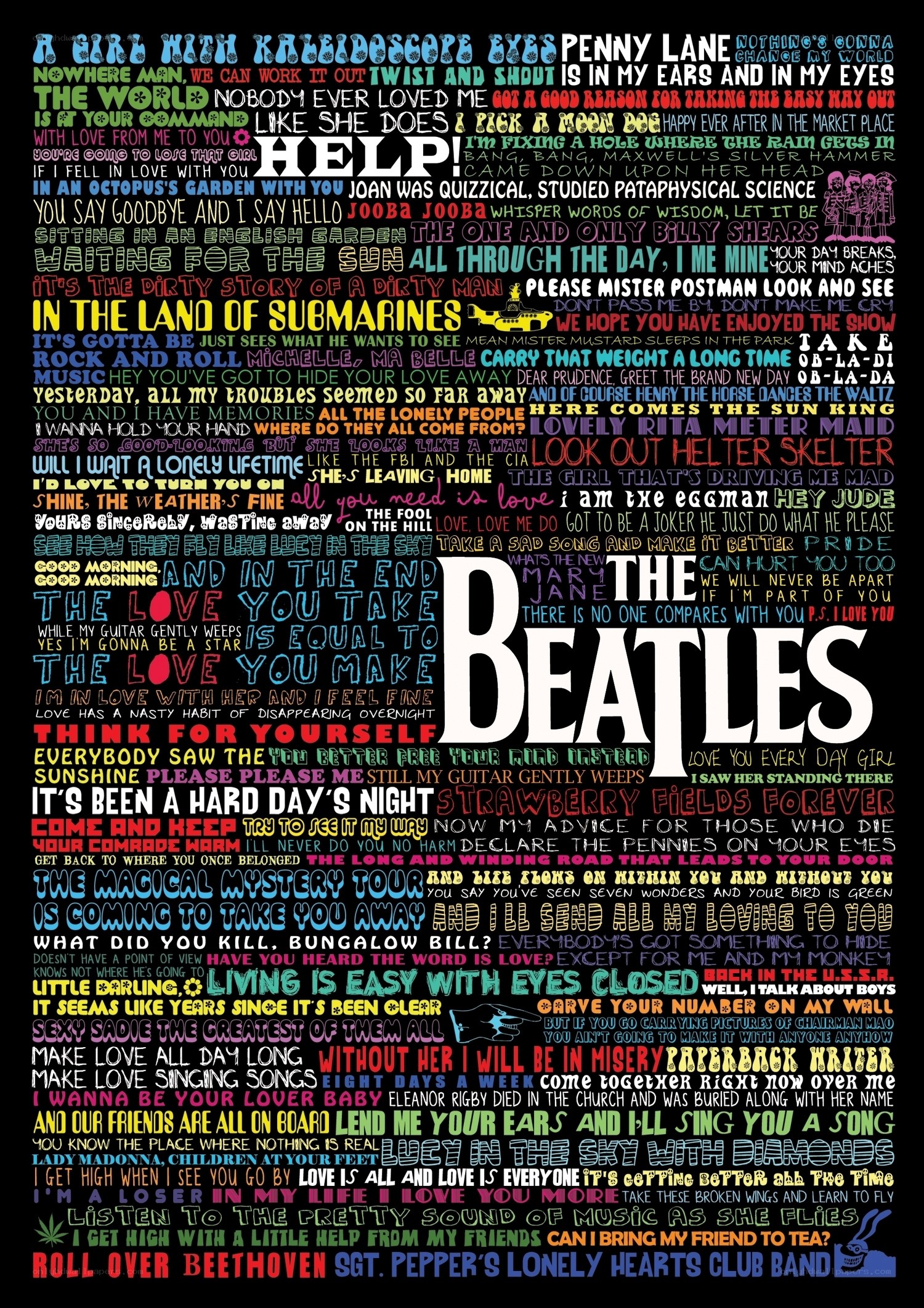 The Beatles lyrics collage