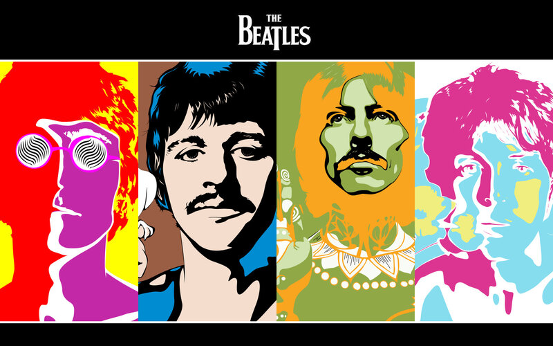The Beatles Members — Red, Vibrant, Colorful