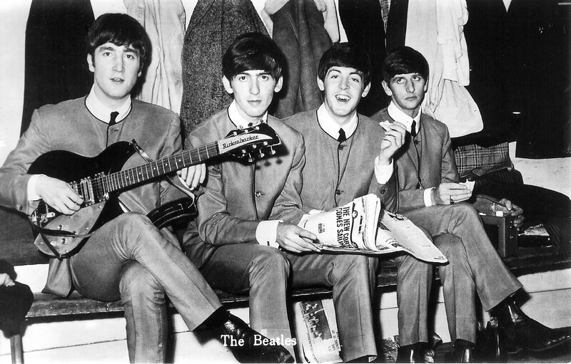 The Beatles on a bench