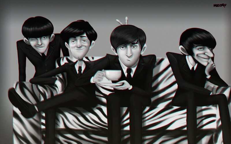 The Beatles on a Couch — Black, Neutral