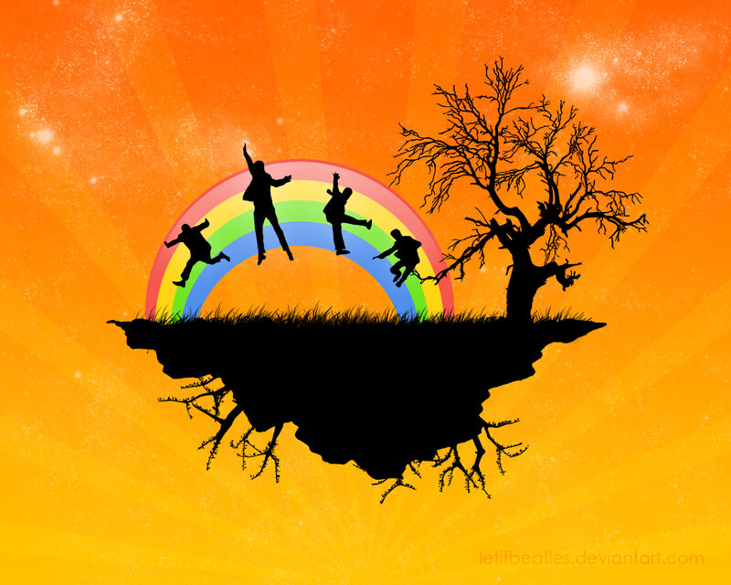 The Beatles on a rainbow island