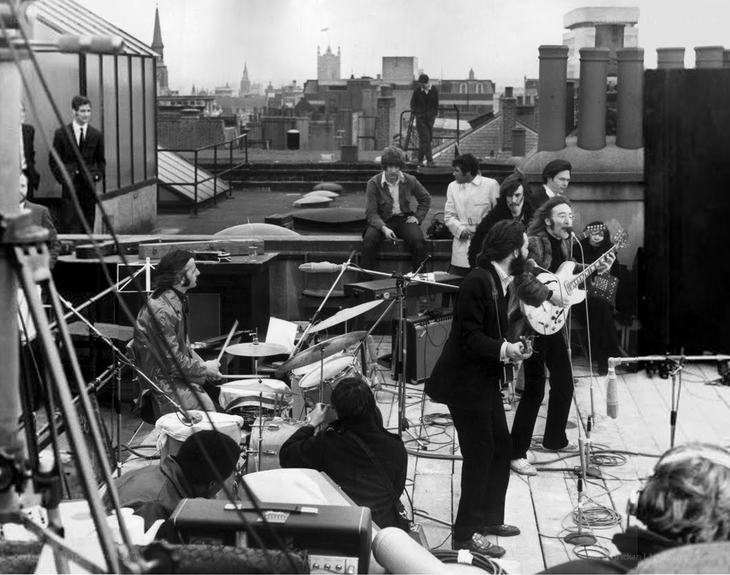 The Beatles on a rooftop