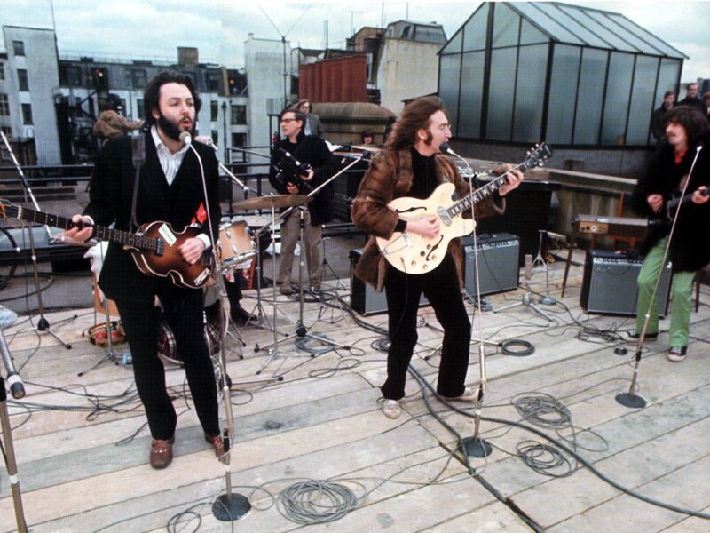 The Beatles on a rooftop