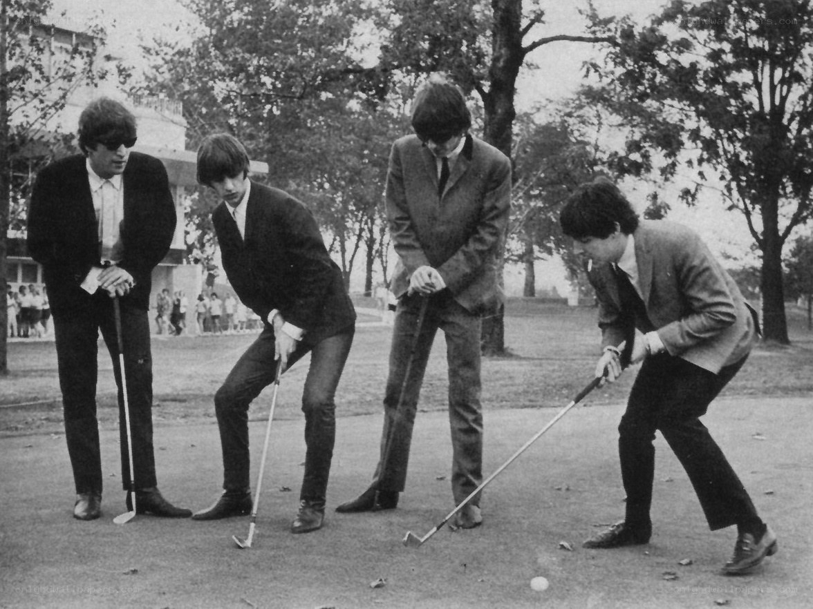The Beatles playing golf