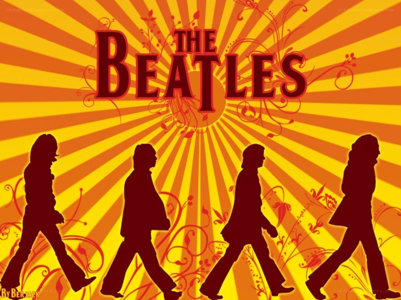 The Beatles walking silhouette