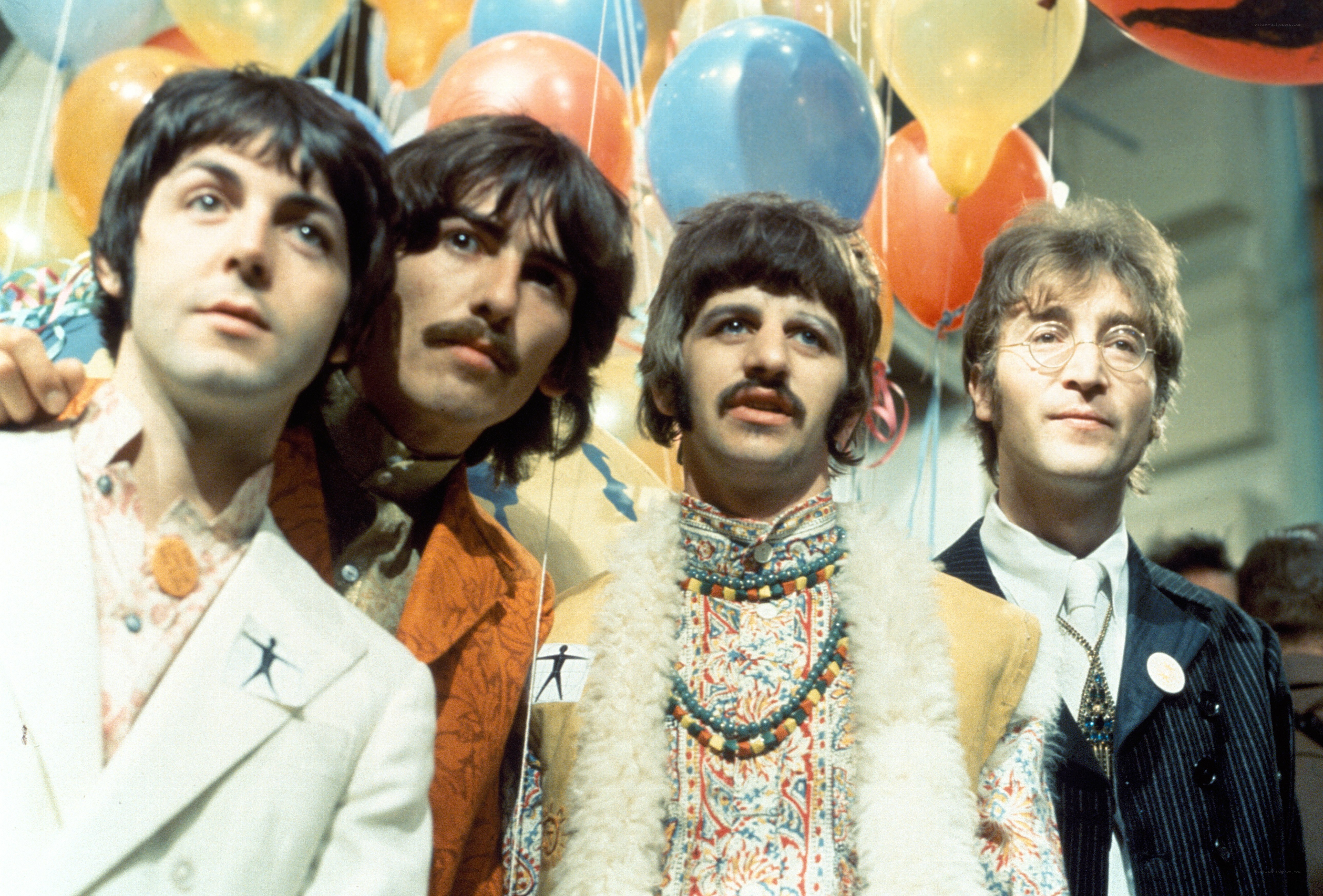 The Beatles with balloons