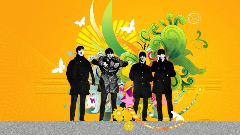 The Beatles with psychedelic art