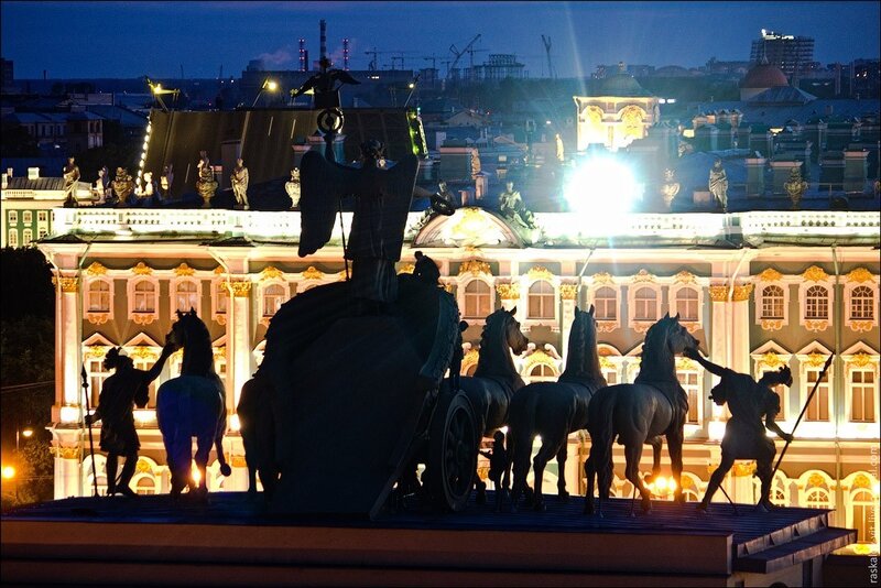 The Bronze Horseman at night