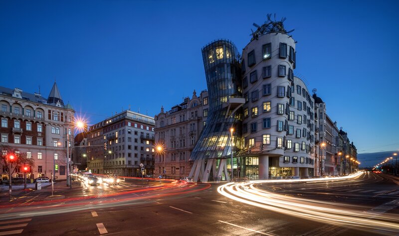 The Dancing House Building — Blue, Dramatic