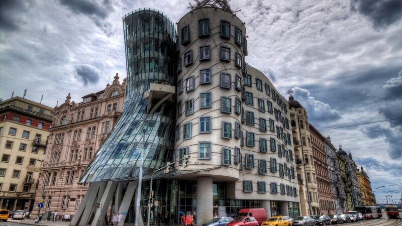 The Dancing House Building — Gray, Dramatic