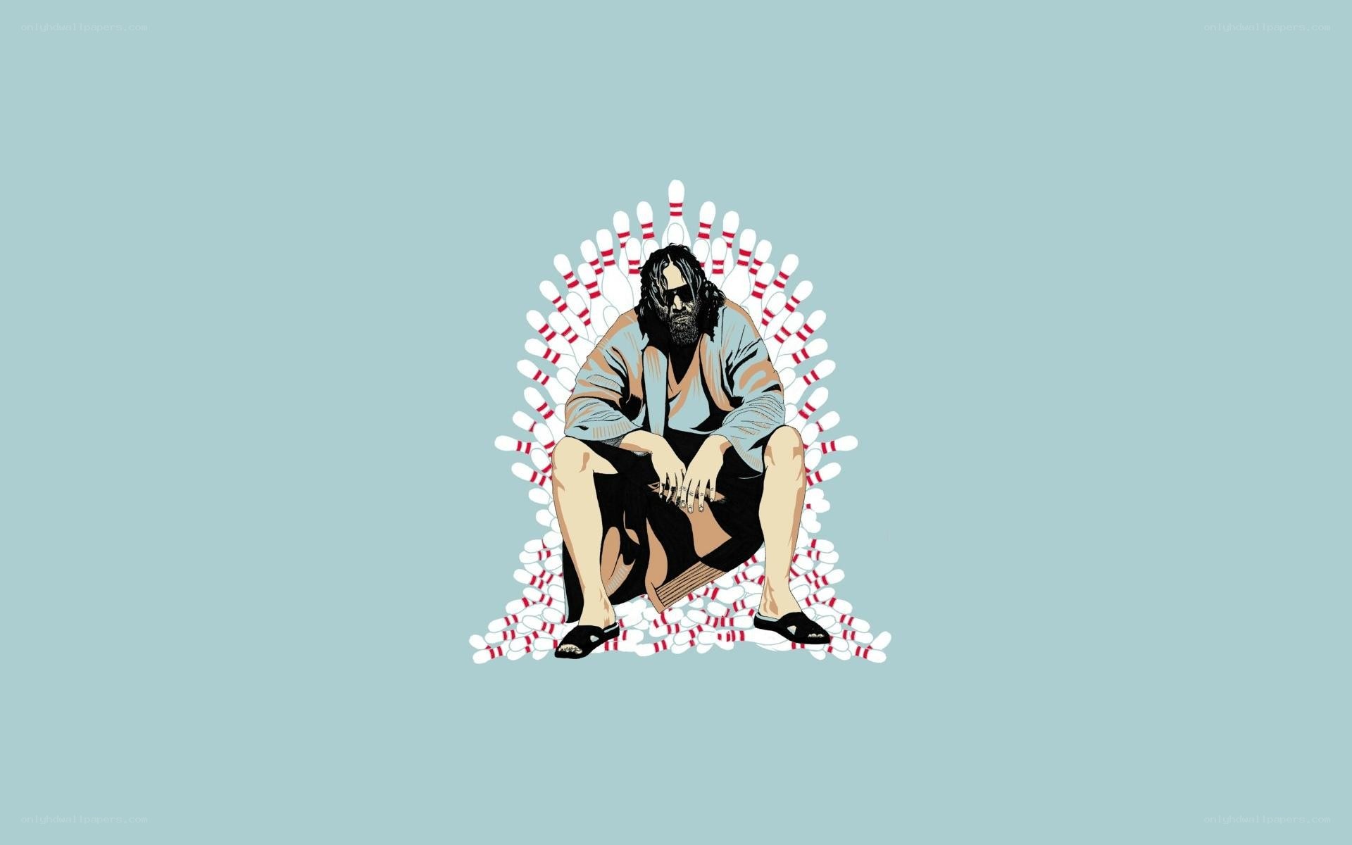 The Dude on a bowling pin throne