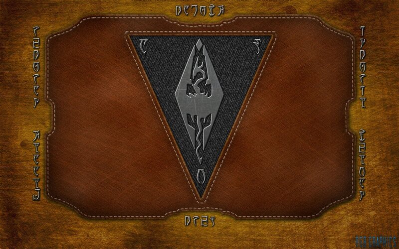 The Elder Scrolls logo on leather