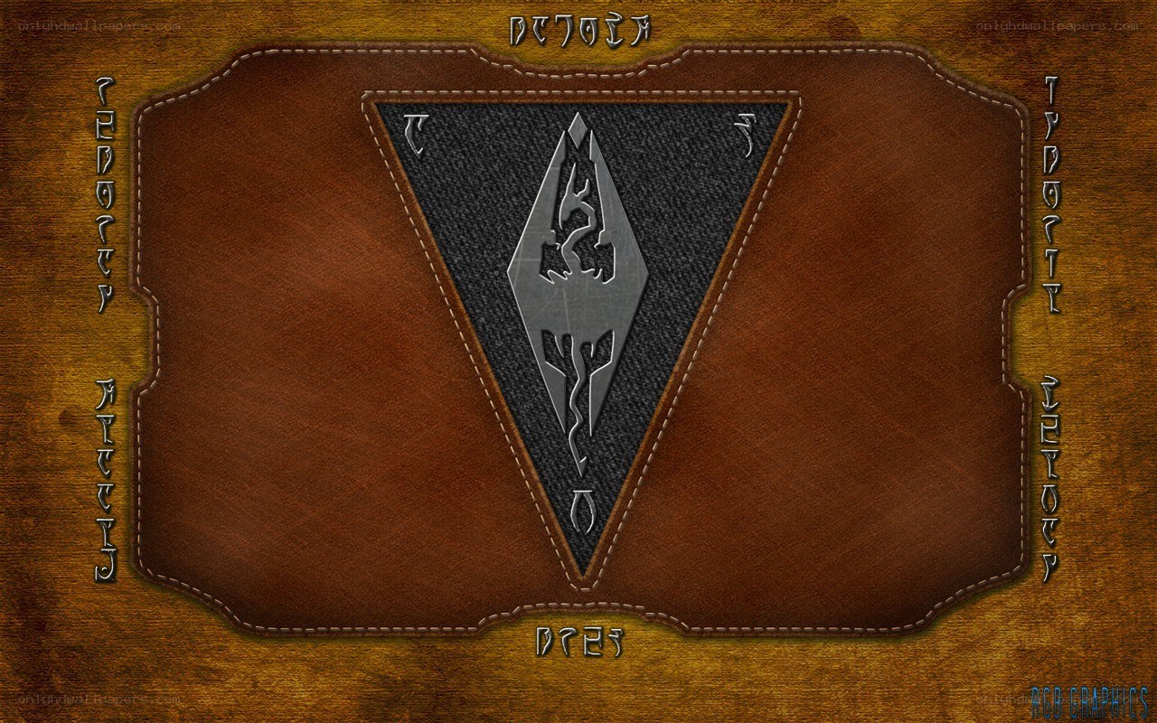 The Elder Scrolls logo on leather