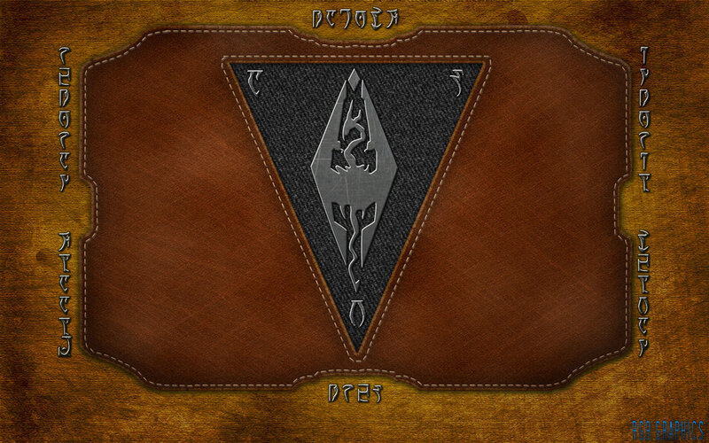 The Elder Scrolls logo on leather