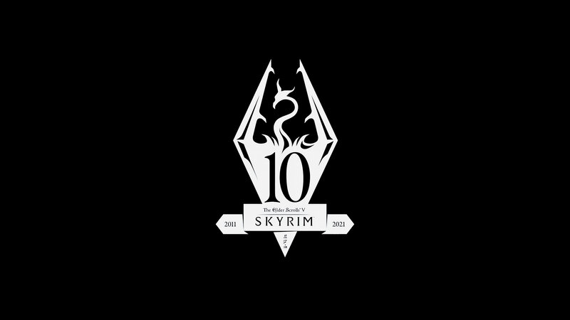 The Elder Scrolls V Logo — Black, Minimalist
