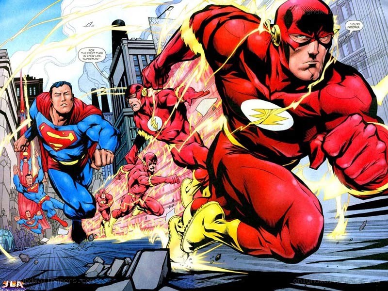 The Flash and Superman in action
