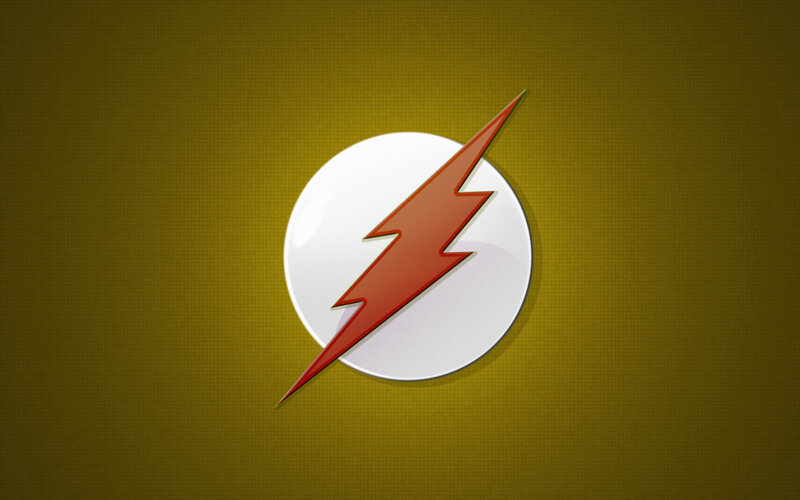 The Flash logo on a yellow background