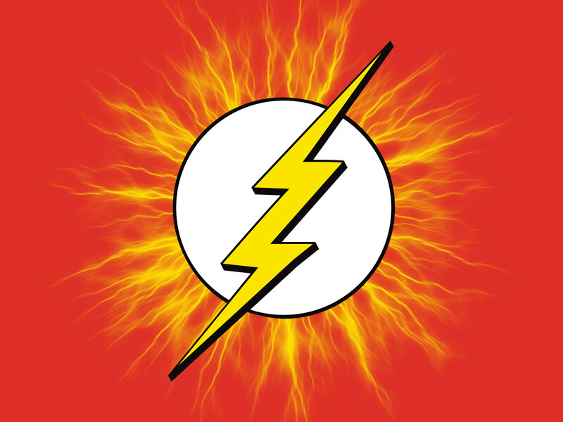 The Flash logo on fire