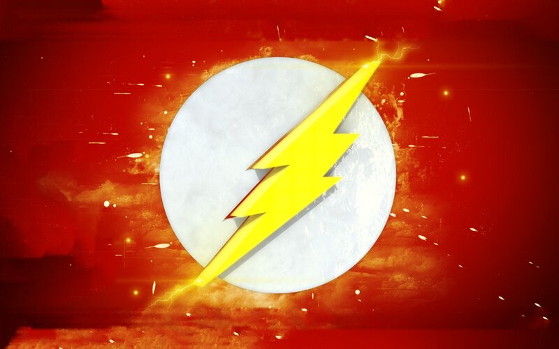 The Flash logo on red background