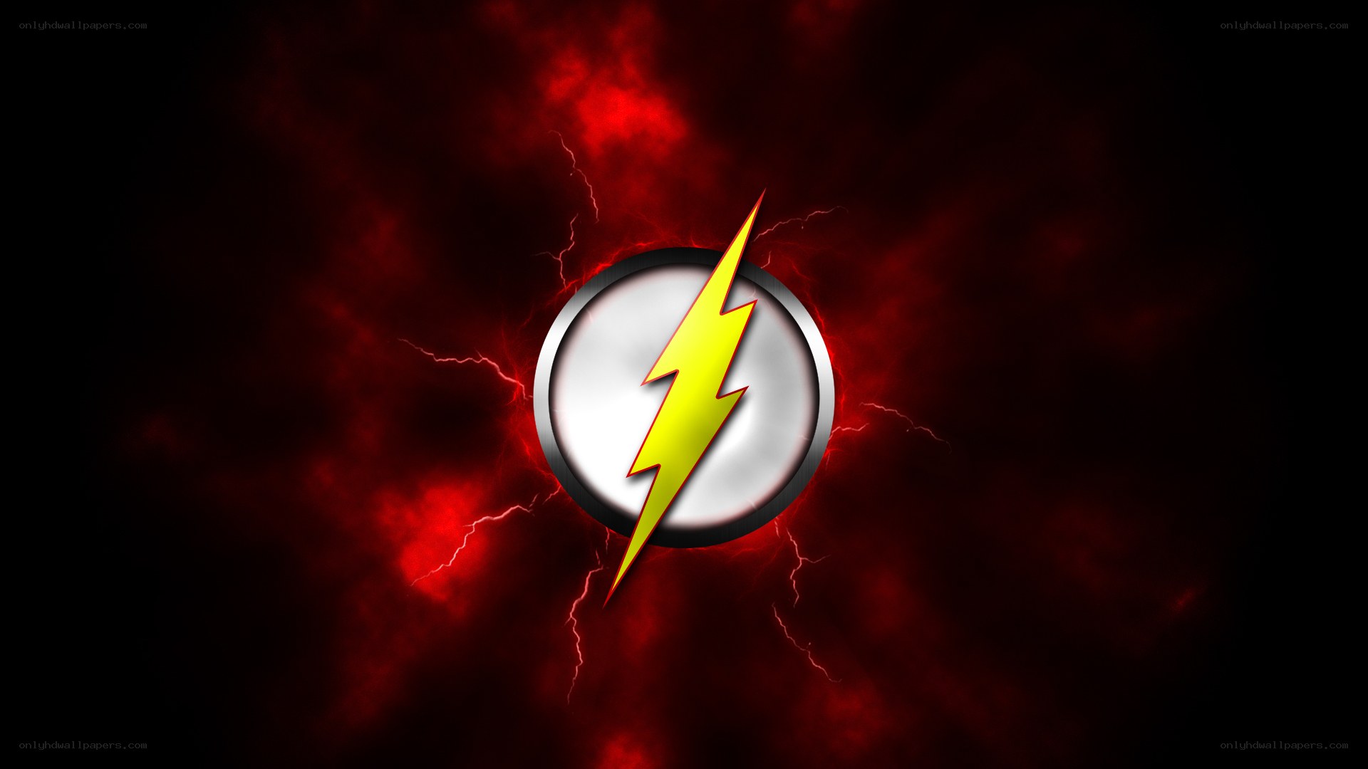 The Flash logo on red background