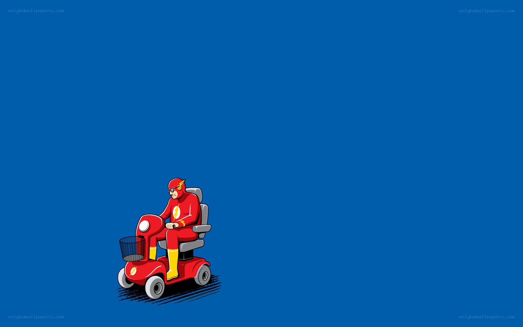 The Flash on a mobility scooter