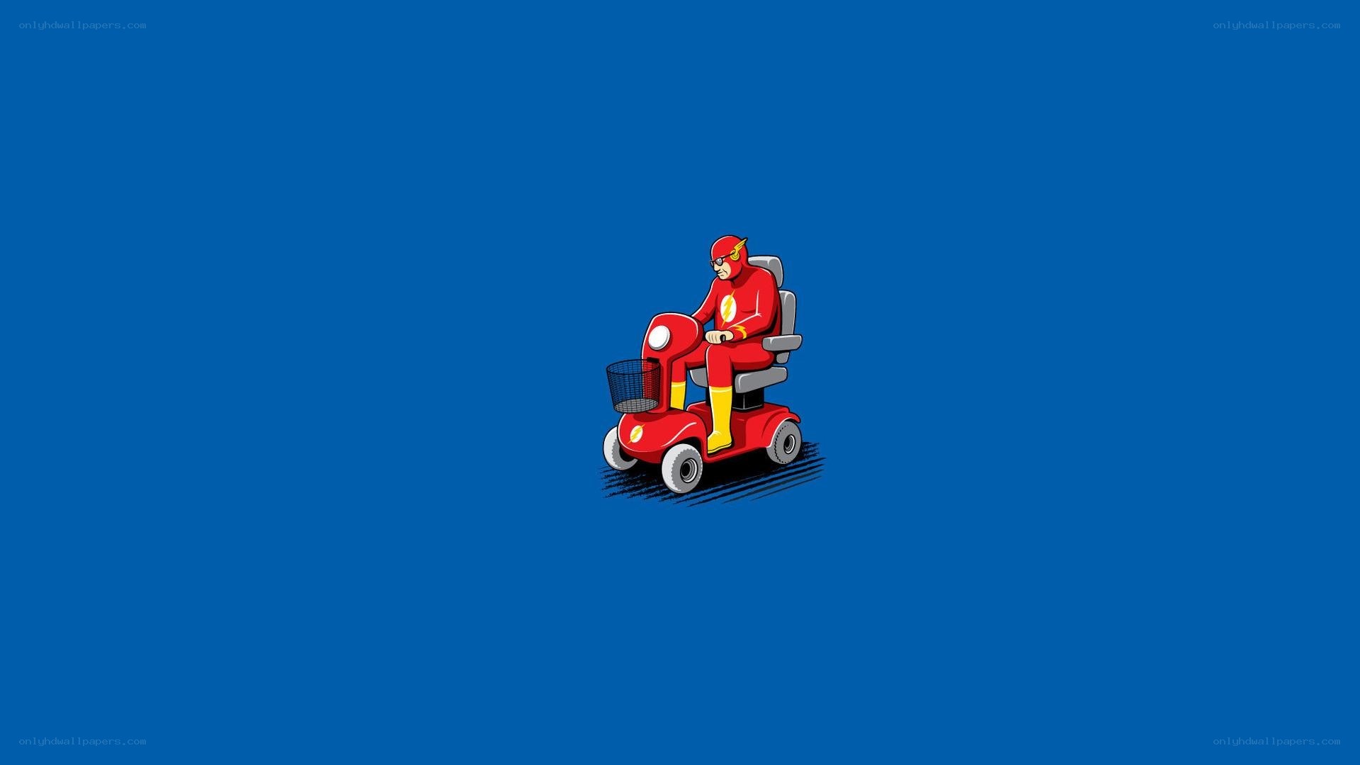 The Flash on a mobility scooter