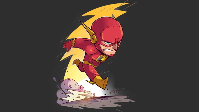 The Flash Running — Red, Dynamic, Digital Art, Lightning Bolt