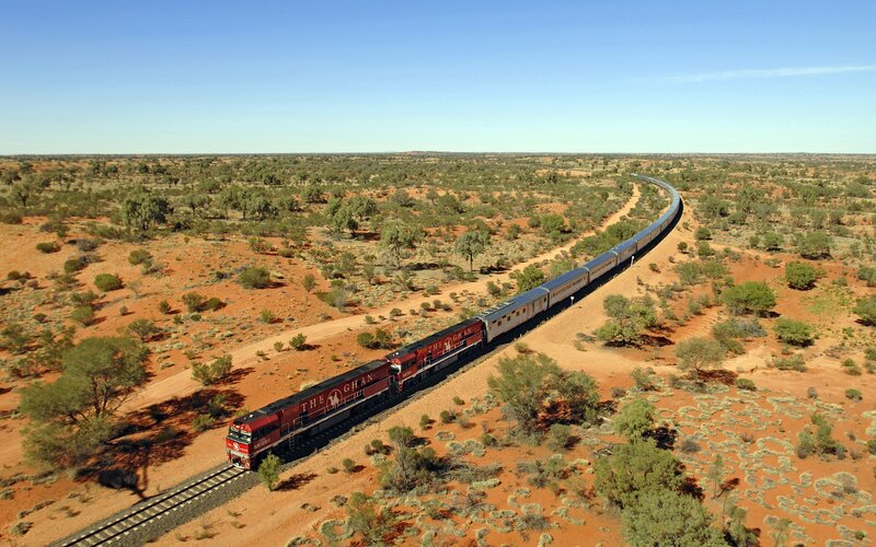 The Ghan Train in Desert