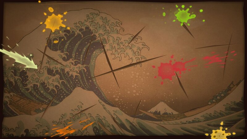 The Great Wave with splatters