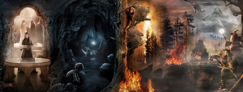 The Hobbit movie scenes collage