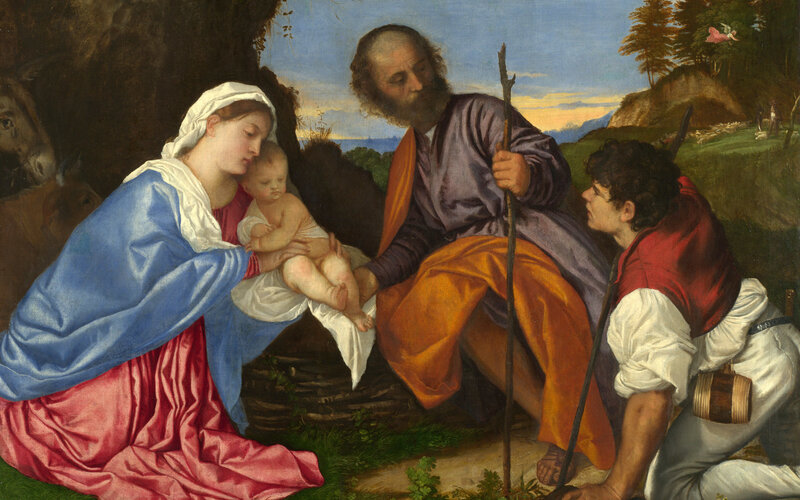 The Holy Family with a Shepherd