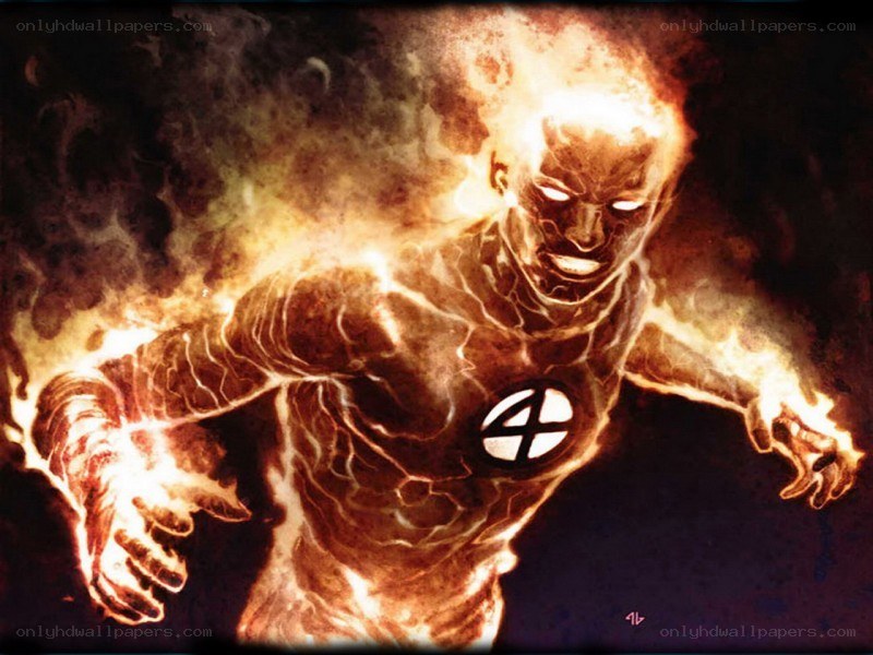 The Human Torch in flames