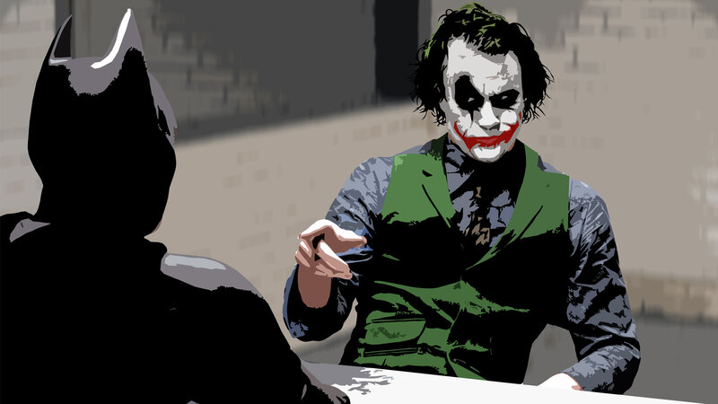 The Joker and Batman — Black, Dramatic