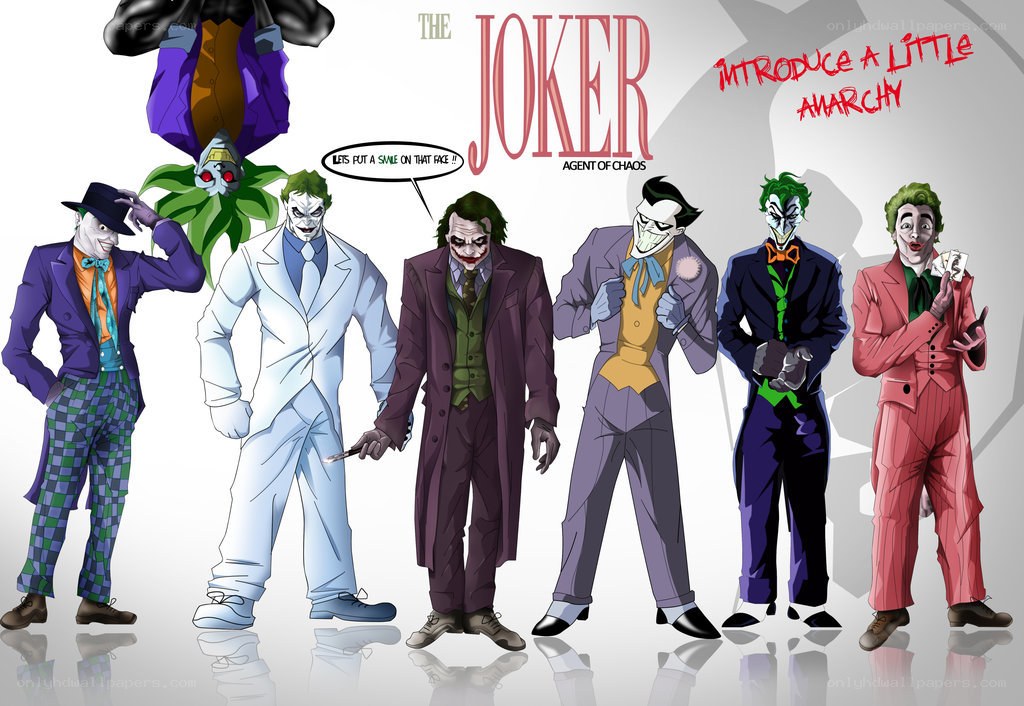 The Joker character designs