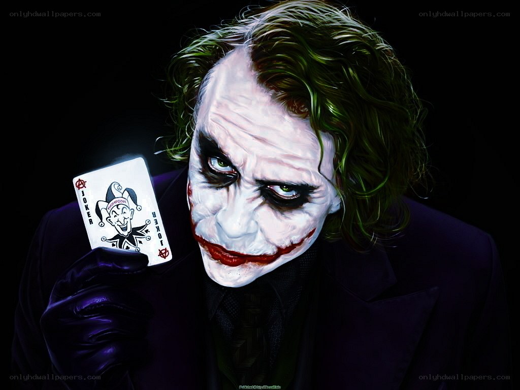 The Joker holding a card