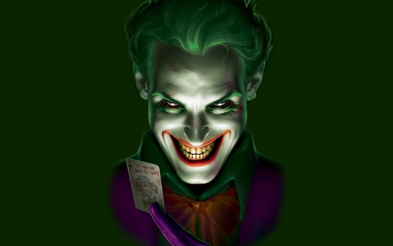 The Joker holding a card