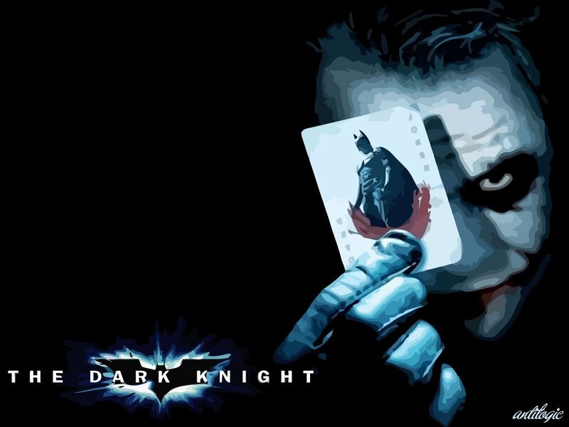 The Joker Holding a Card — Black, Dark, Dramatic, Night, Digital Art, Batman, Logo