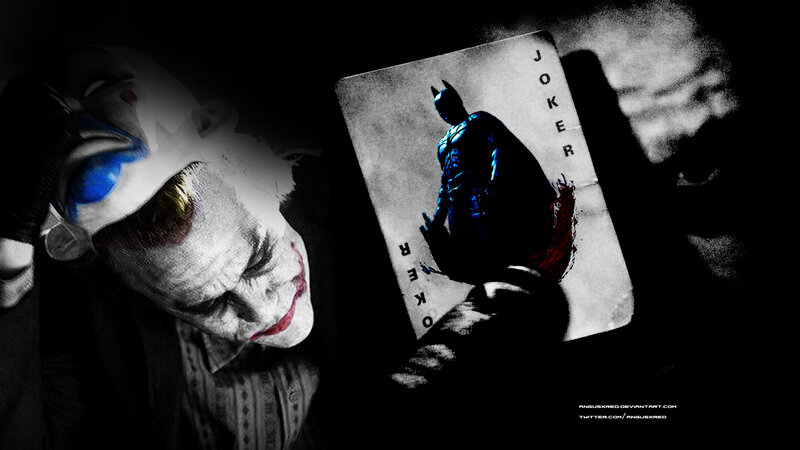 The Joker Holding a Card — Black, Dramatic