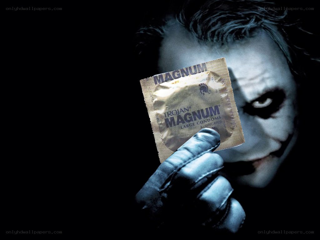 The Joker holding a condom