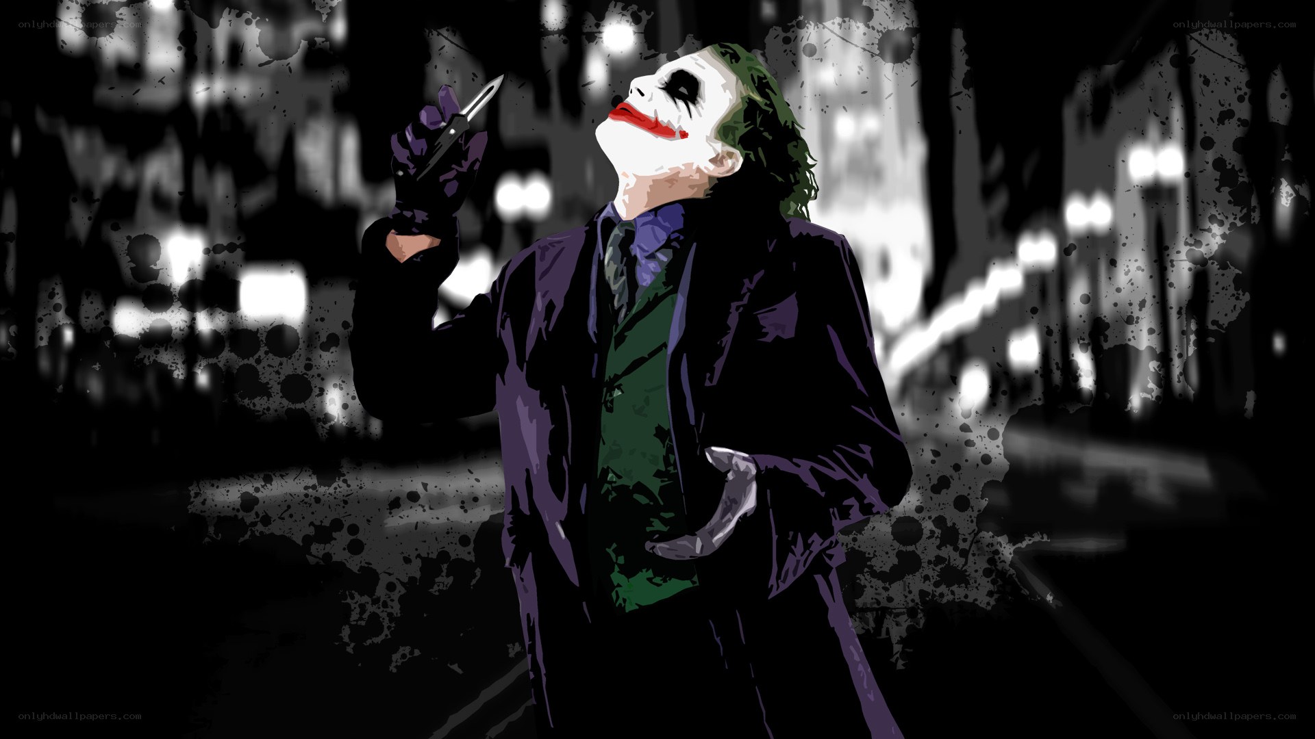 The Joker holding a knife