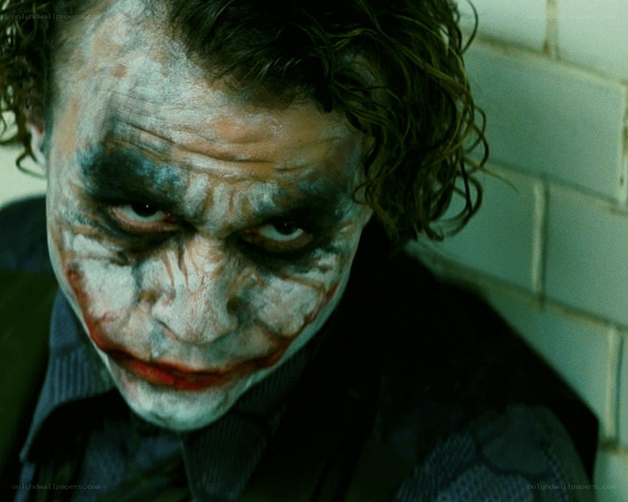 The Joker in a bathroom