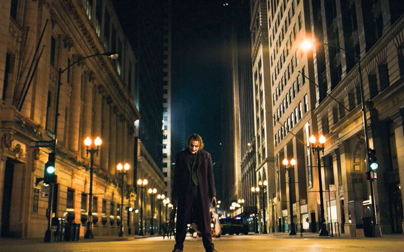 The Joker in a city street