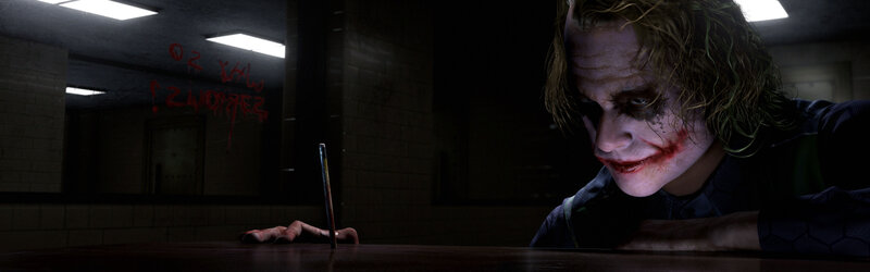 The Joker in a dimly lit room