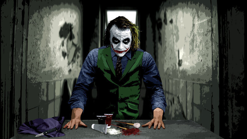The Joker in a dimly lit room