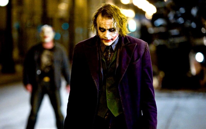 The Joker in a purple coat
