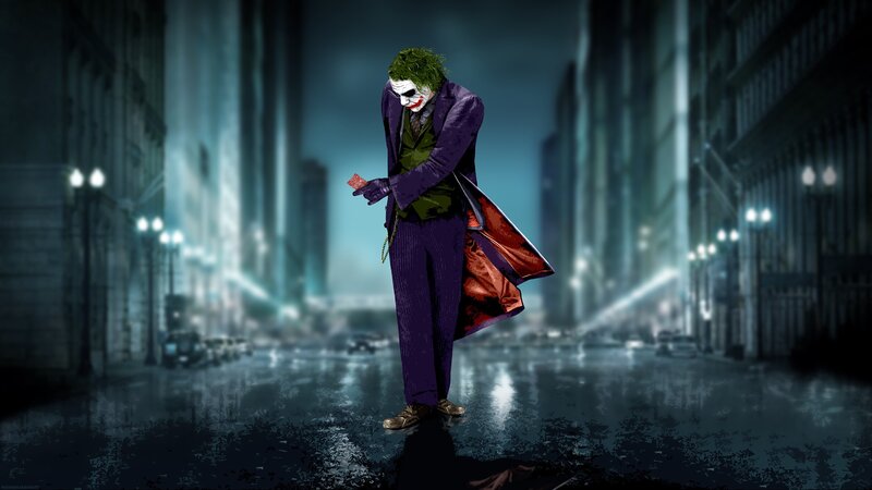 The Joker in a rainy city